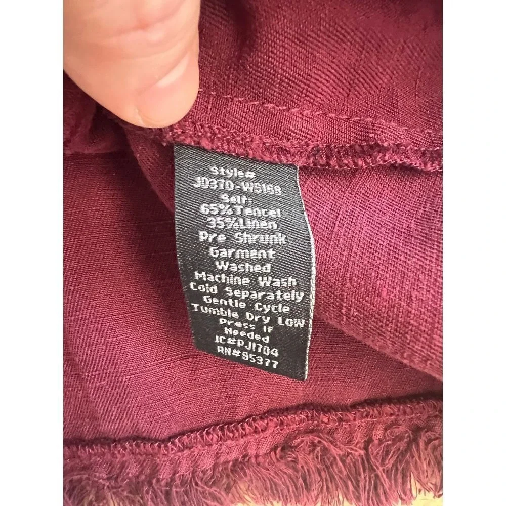 Sanctuary Roy Raw Hem FrayedUtility Jacket in‎ Burgundy Size Small - Picture 6 of 7